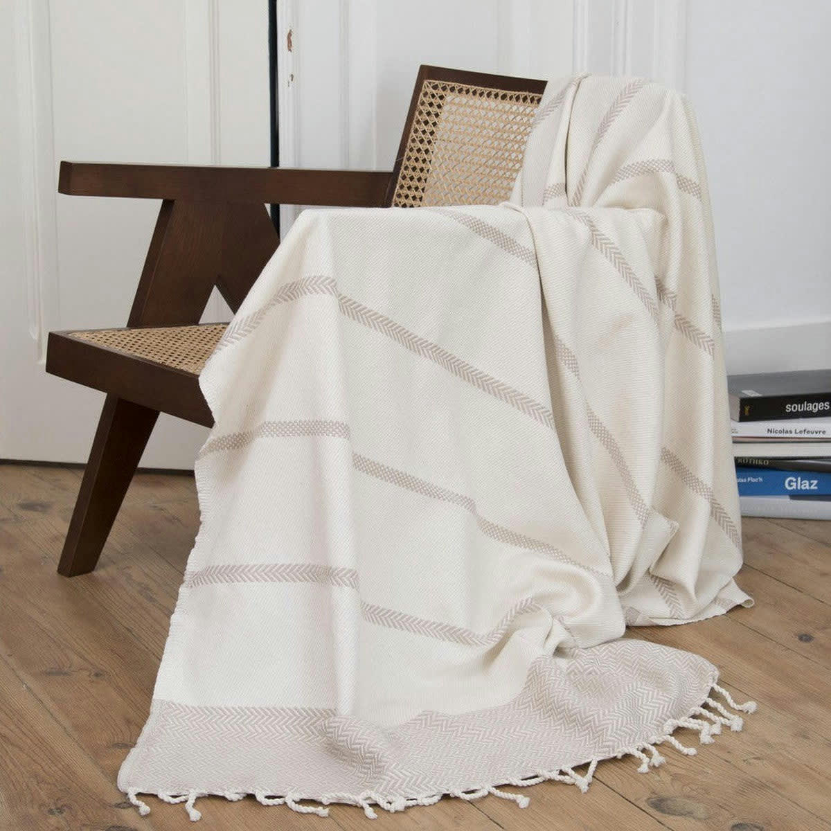 LIV - Plaid coton  160x250 écru