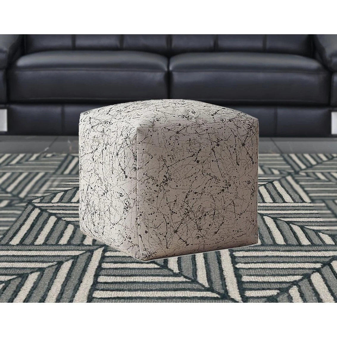 HomeRoots 17 Beige Flax Abstract Pouf Ottoman
