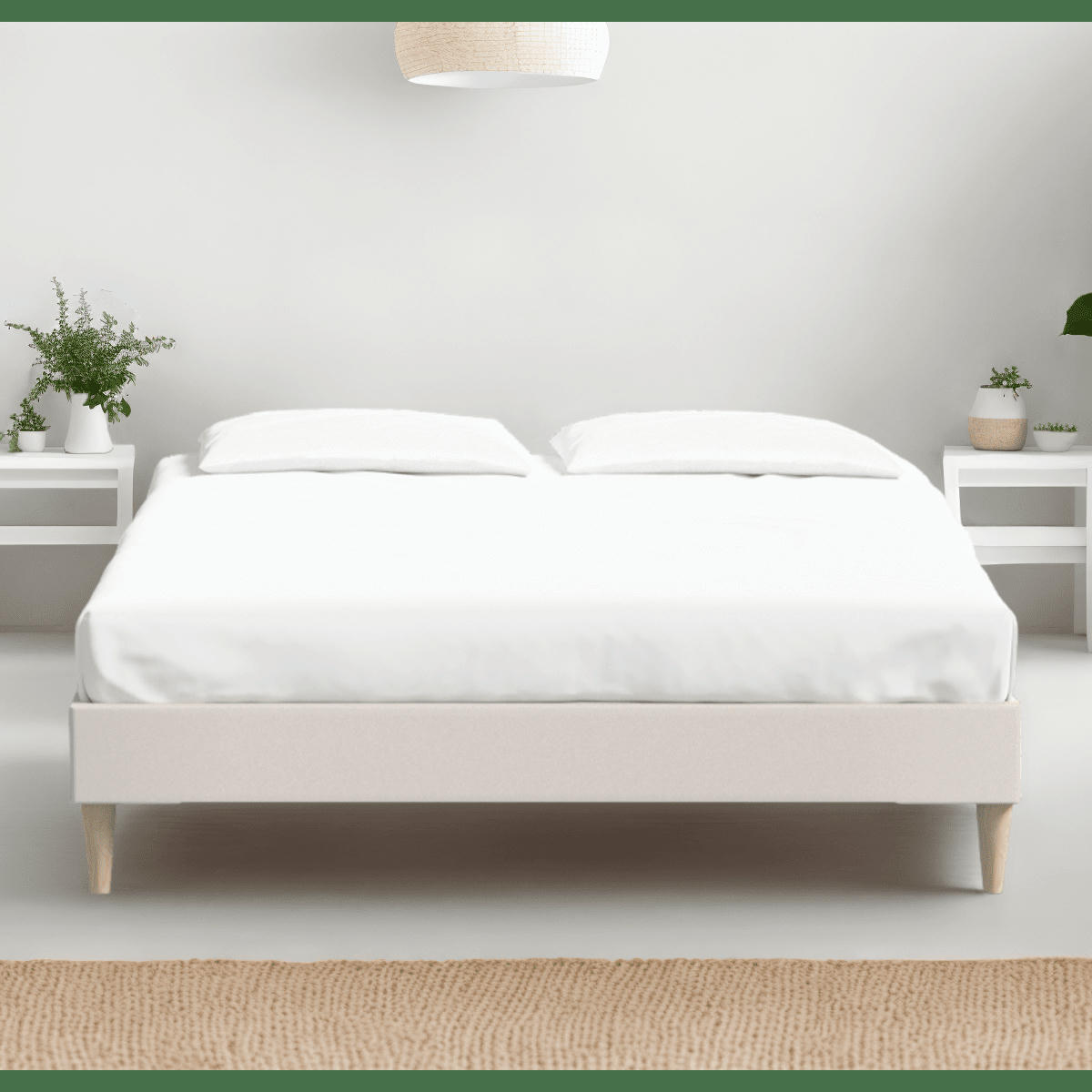 DINA - Lit adulte 140x190 cm en velours beige