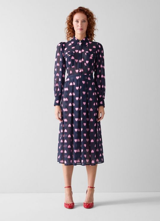 Cody Navy-Multi Heart Print Shrit Dress