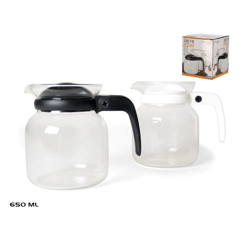 Gerimport Theepot/koffiepot - deksel/handvat wit - 0,65 L