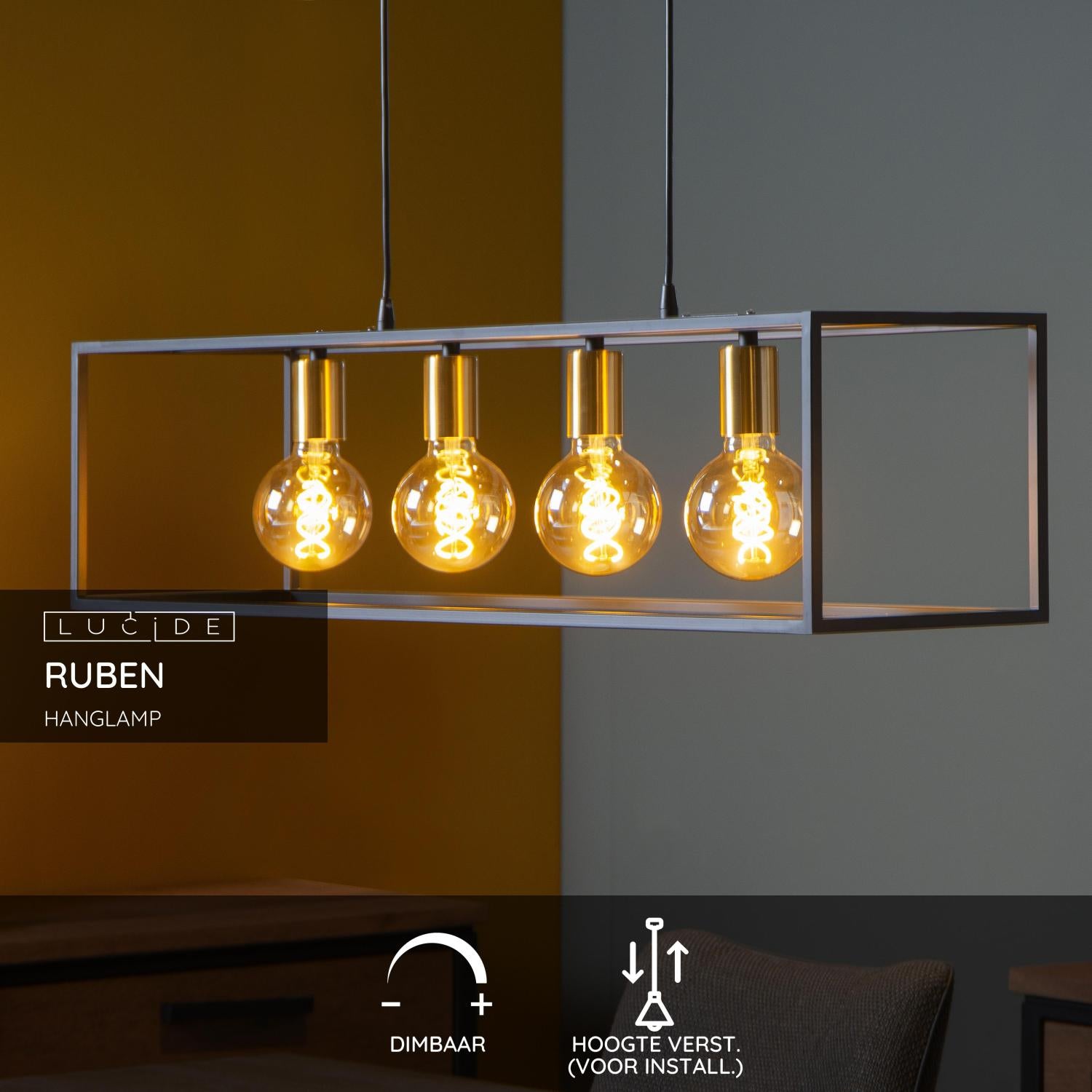 Lucide RUBEN Hanglamp - Zwart