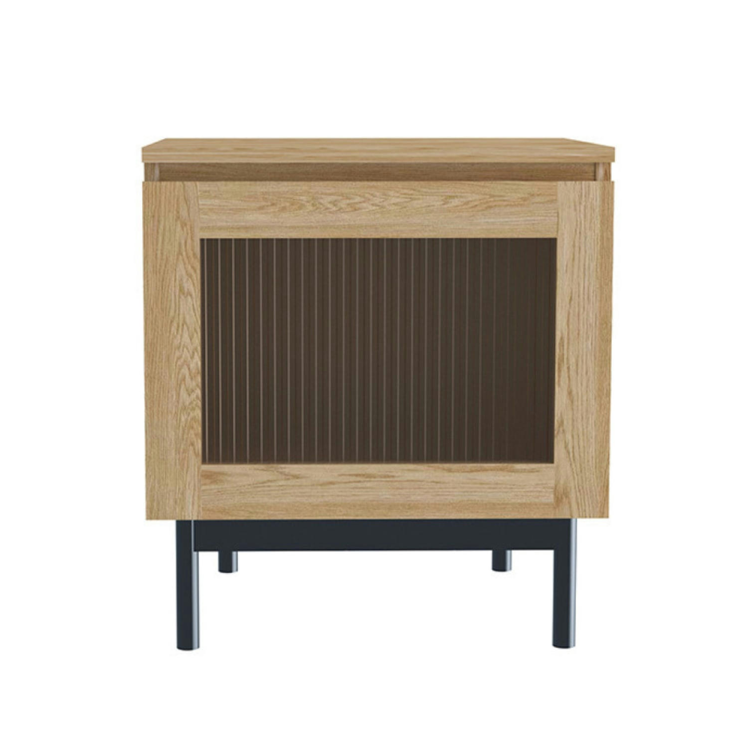 PRAGUE - Table de chevet bois et verre fluté