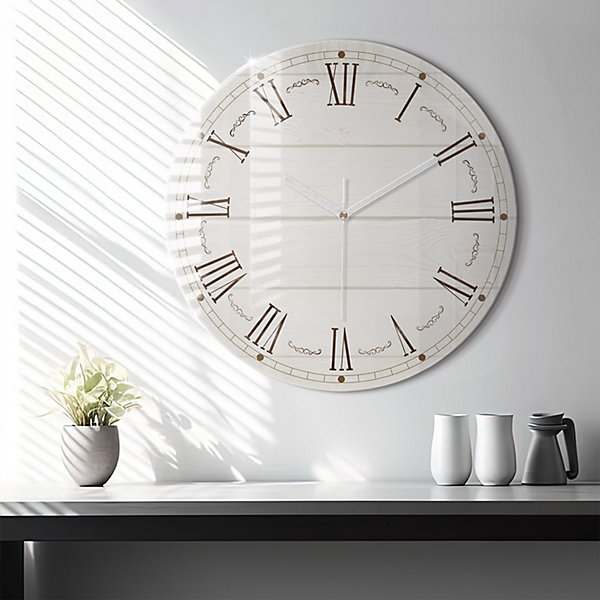 Horloge murale Wallfluent fi60 cm Aiguilles blanches Chiffres romains 1 pcs