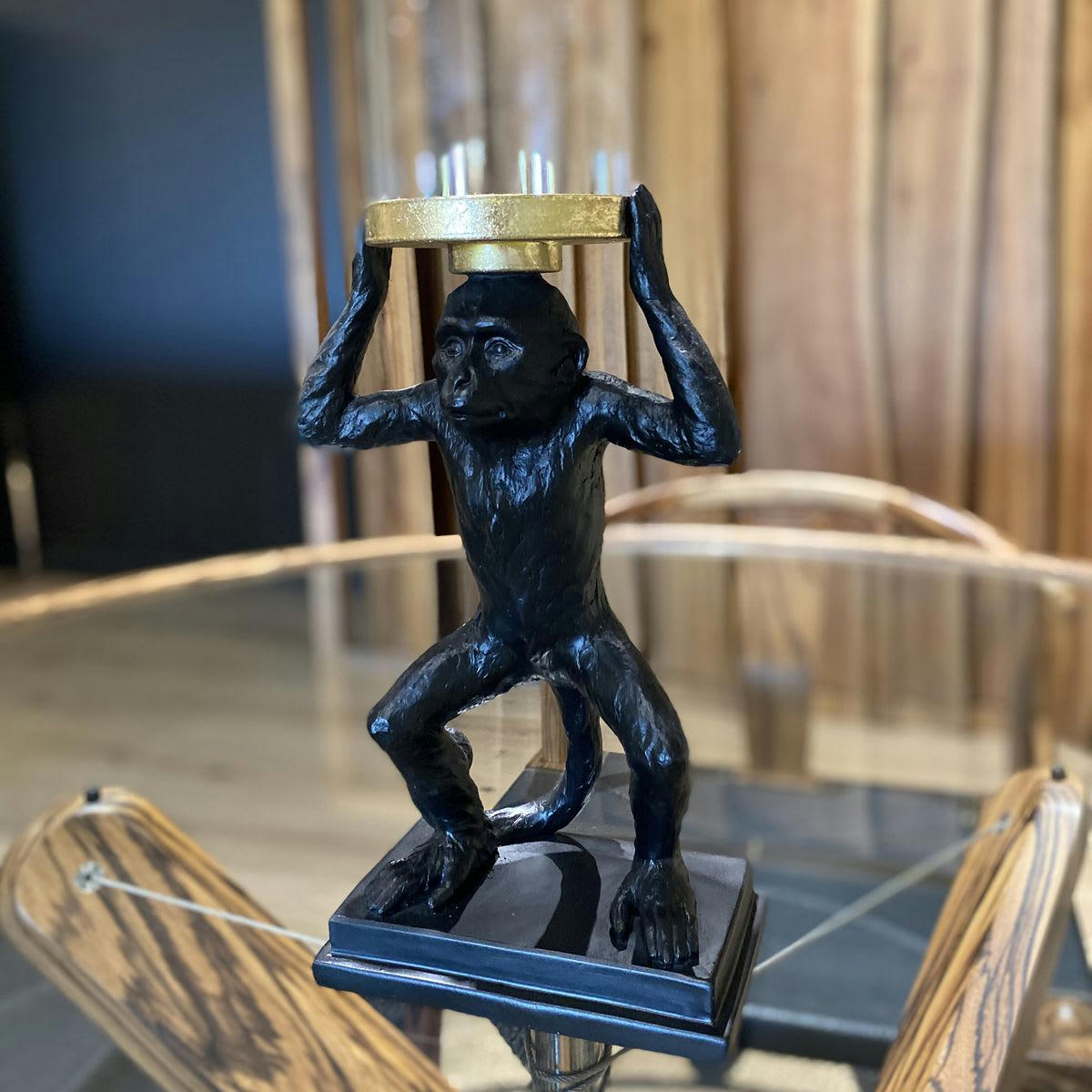 MONKEY - Photophore singe en résine noire