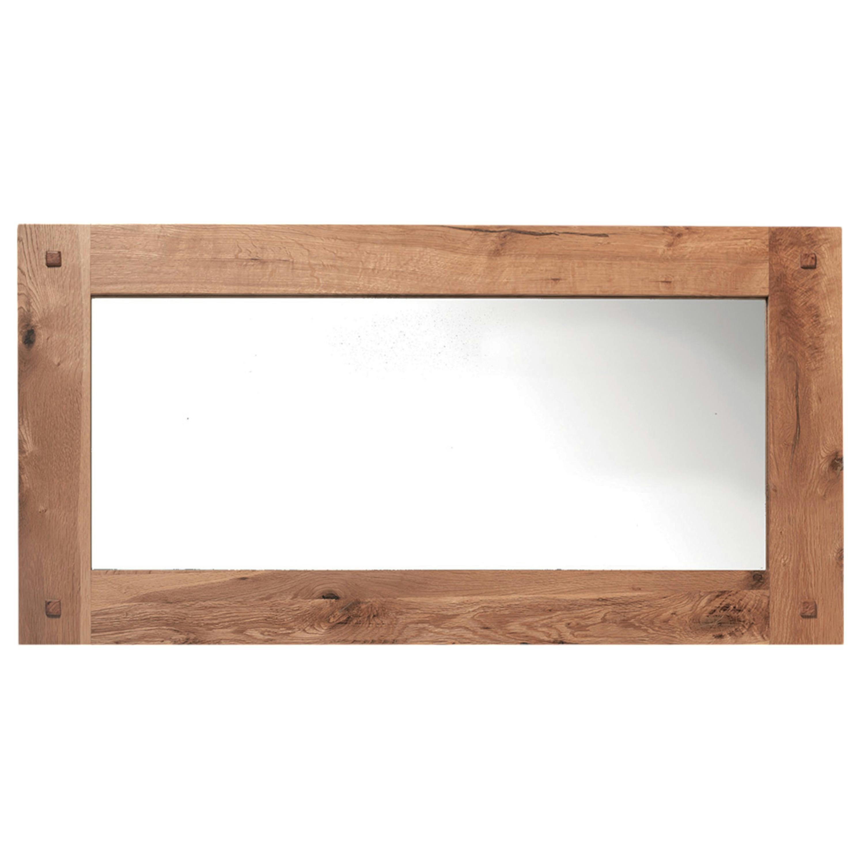 Miroir mural en bois naturel avec cadre épais - 150 cm FJORD