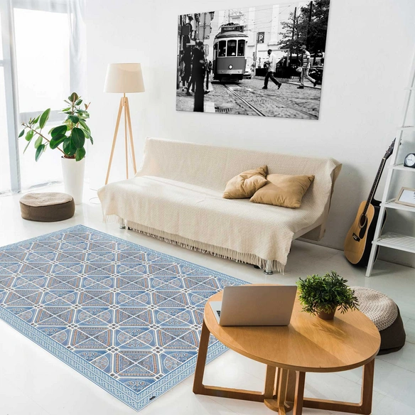 Vinyl Teppich »Fernando«, BxL:203 cm x 136 cm, blau|weiß|rot