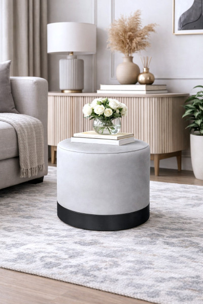 Pufa LUX elegancka podstawa metalowa czarna MG39