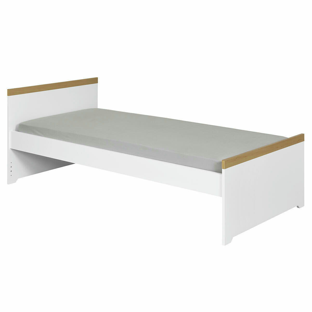 NAIS - lit enfant avec matelas 90x190 cm effet bois blanc