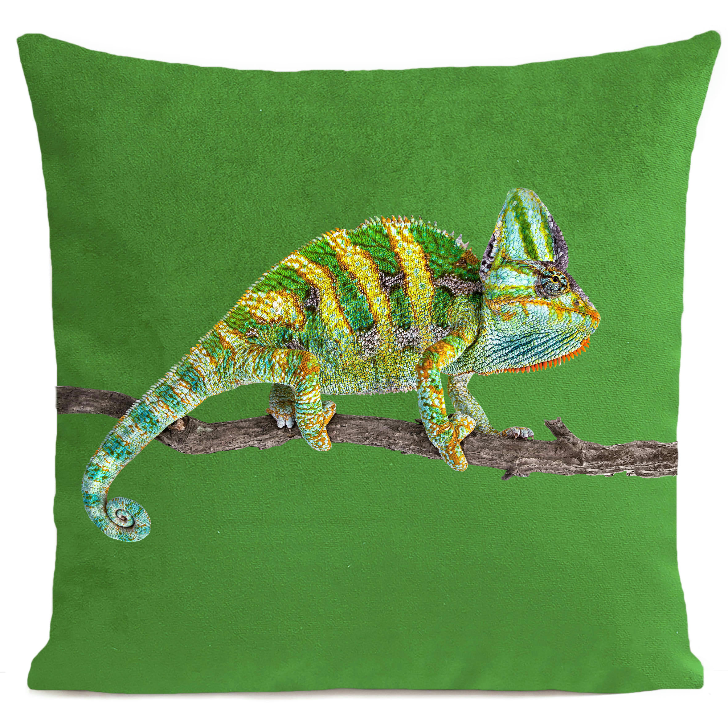 - Coussin reptile caméléon suédine vert 40x40cm