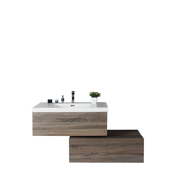 Meuble avec vasque 90 cm chêne californien gris Aquasun