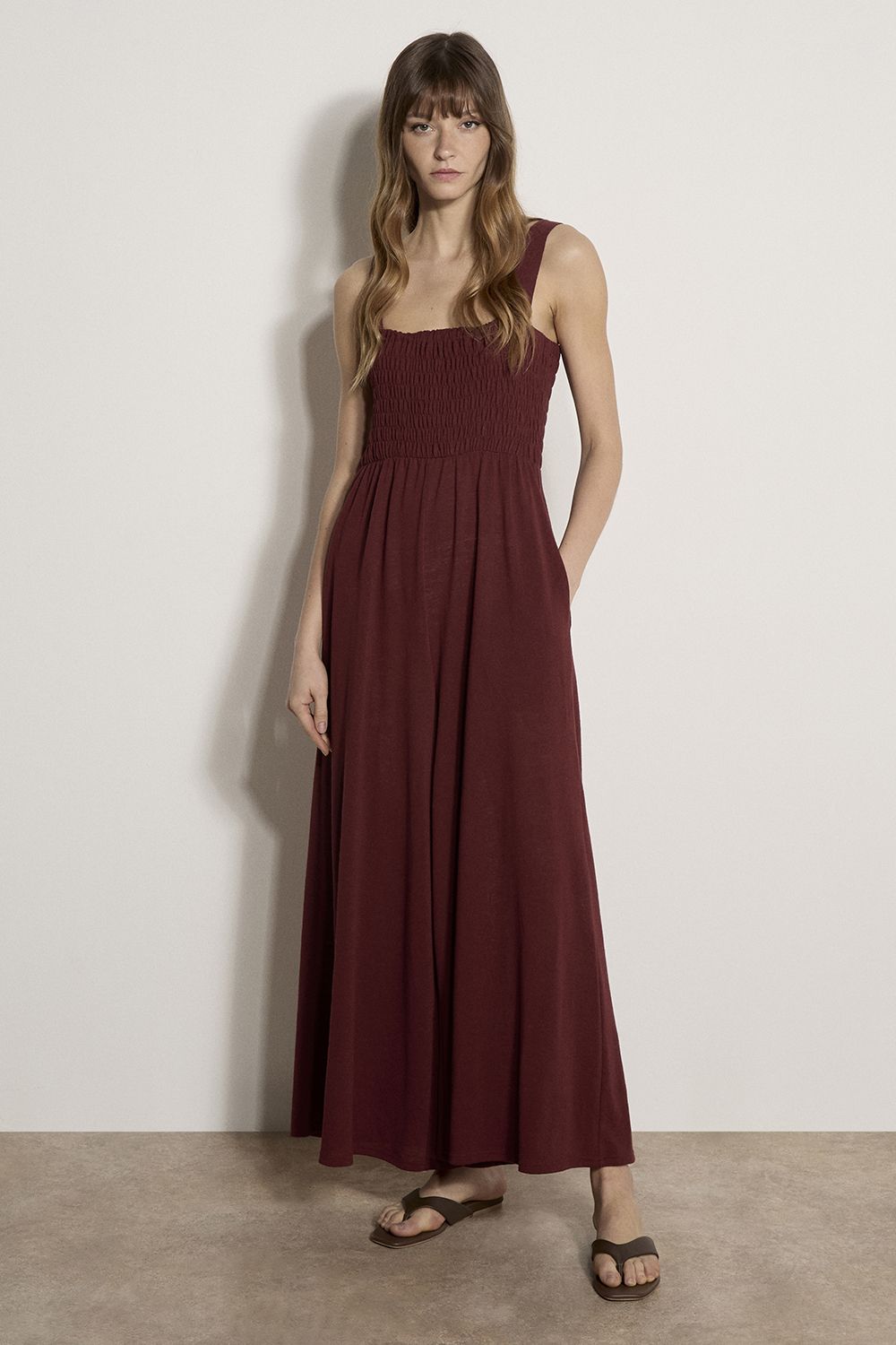Apricot Wide-Leg Cotton Jersey Jumpsuit