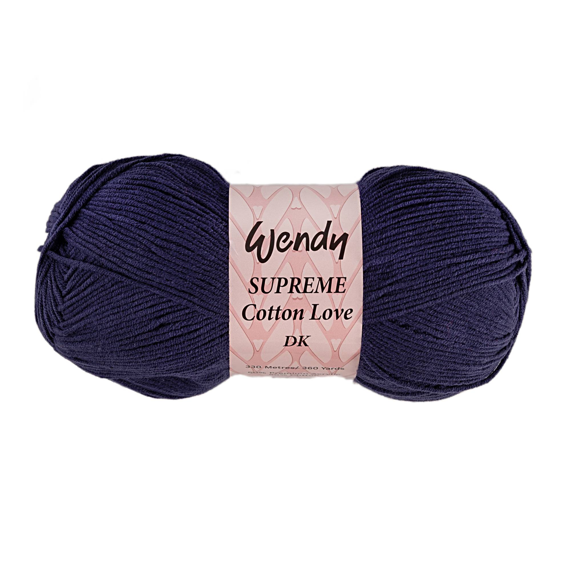 Wendy Navy Supreme Cotton Love DK Yarn 100g