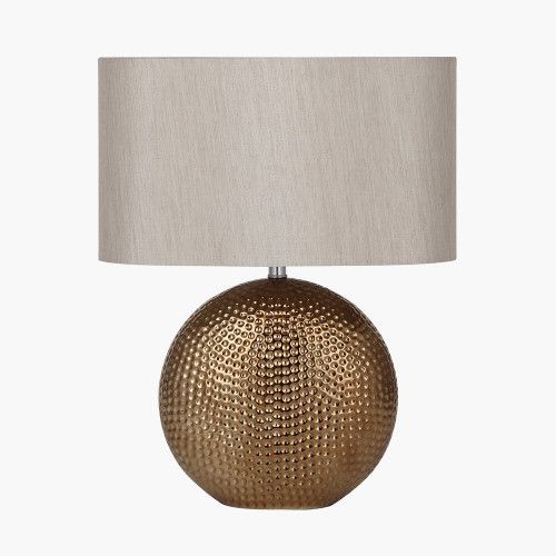 Ruma Dot Pattern Embossed Silver Textured Ceramic Table Lamp