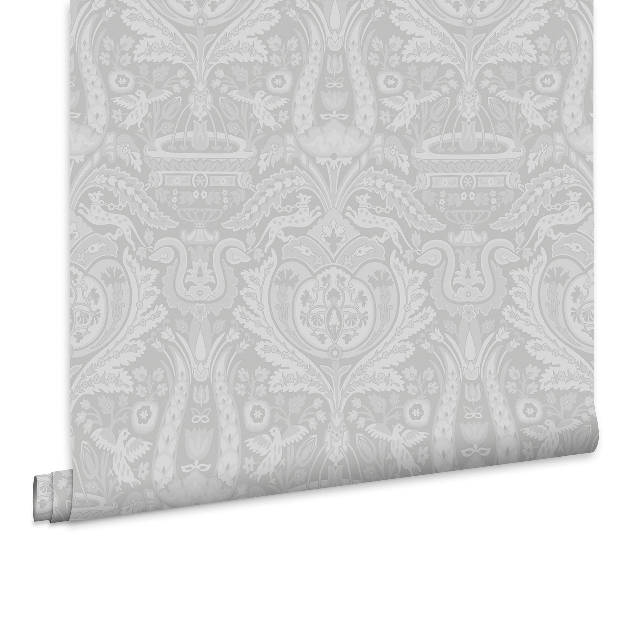 Laura Ashley Vliesbehang - Heraldic Damask Slate Grey - 10mx52cm