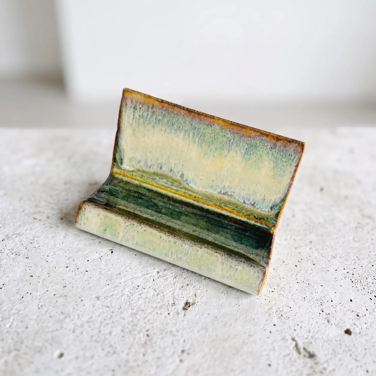 Handmade Stoneware Business Card Holder – Ceramic Desk Decor