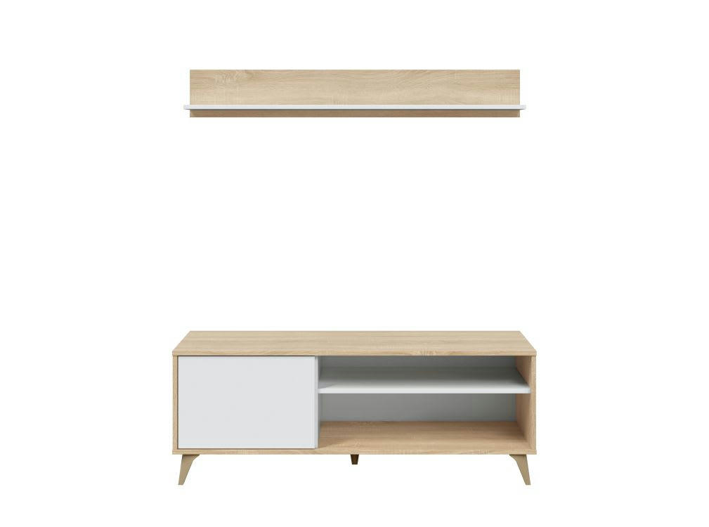 LAURA - Meuble TV avec rangements et étagère assortie L135cm