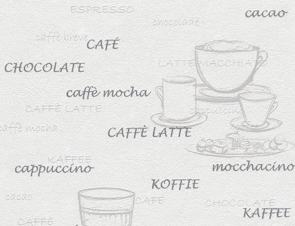 Vliestapete Kaffeemotiv Silber