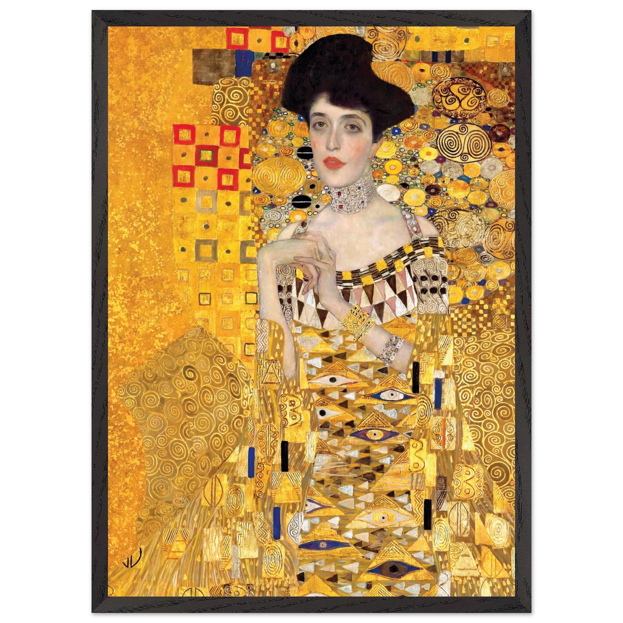 Artfulprints Poster met Lijst Gustav Klimt - Portrait of Adele Bloch-Bauer I  - 50x70 cm - Geel