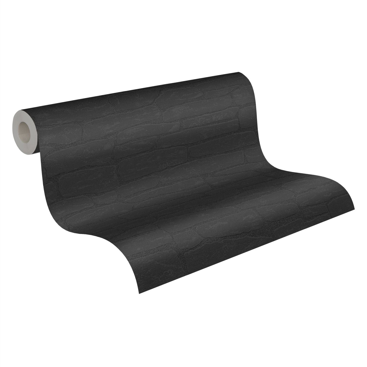 Livingwalls behang steen zwart en antraciet grijs - 53 cm x 10.05 m - AS-139511