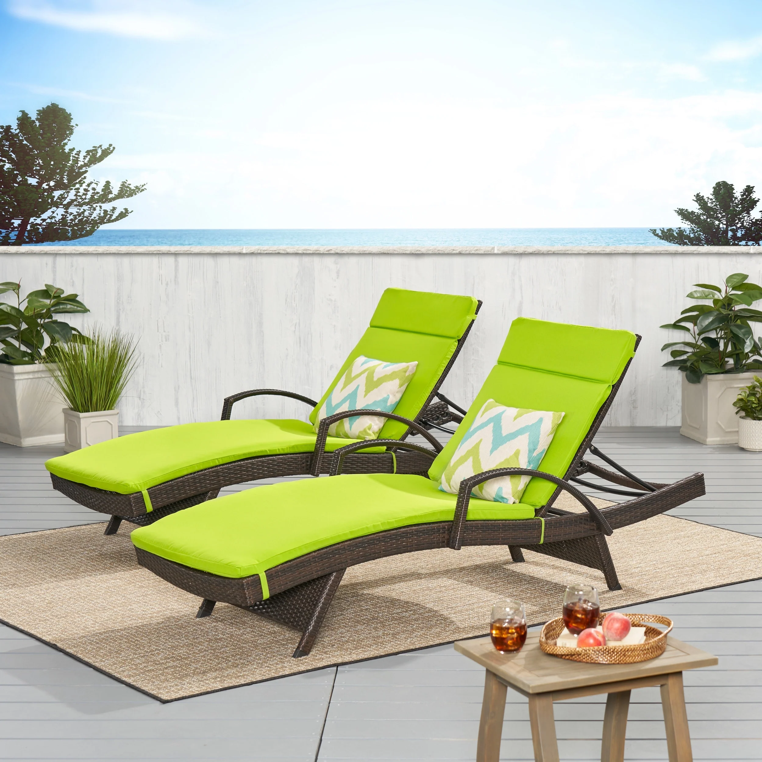 Vilano Outdoor Cushioned Lounge Chair (Set of 2) by Christopher Knight Home
