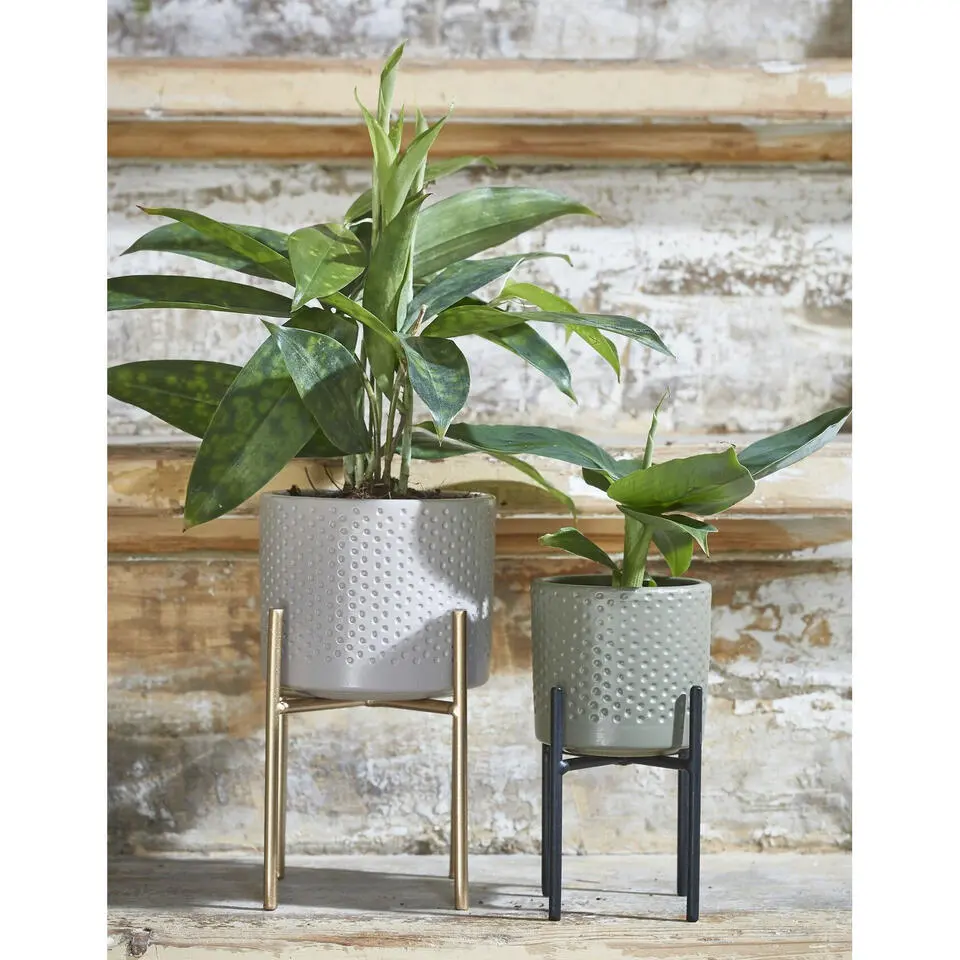 Mica Decorations Plantenstandaard - metaal - goudkleurig - 10 x 8 cm