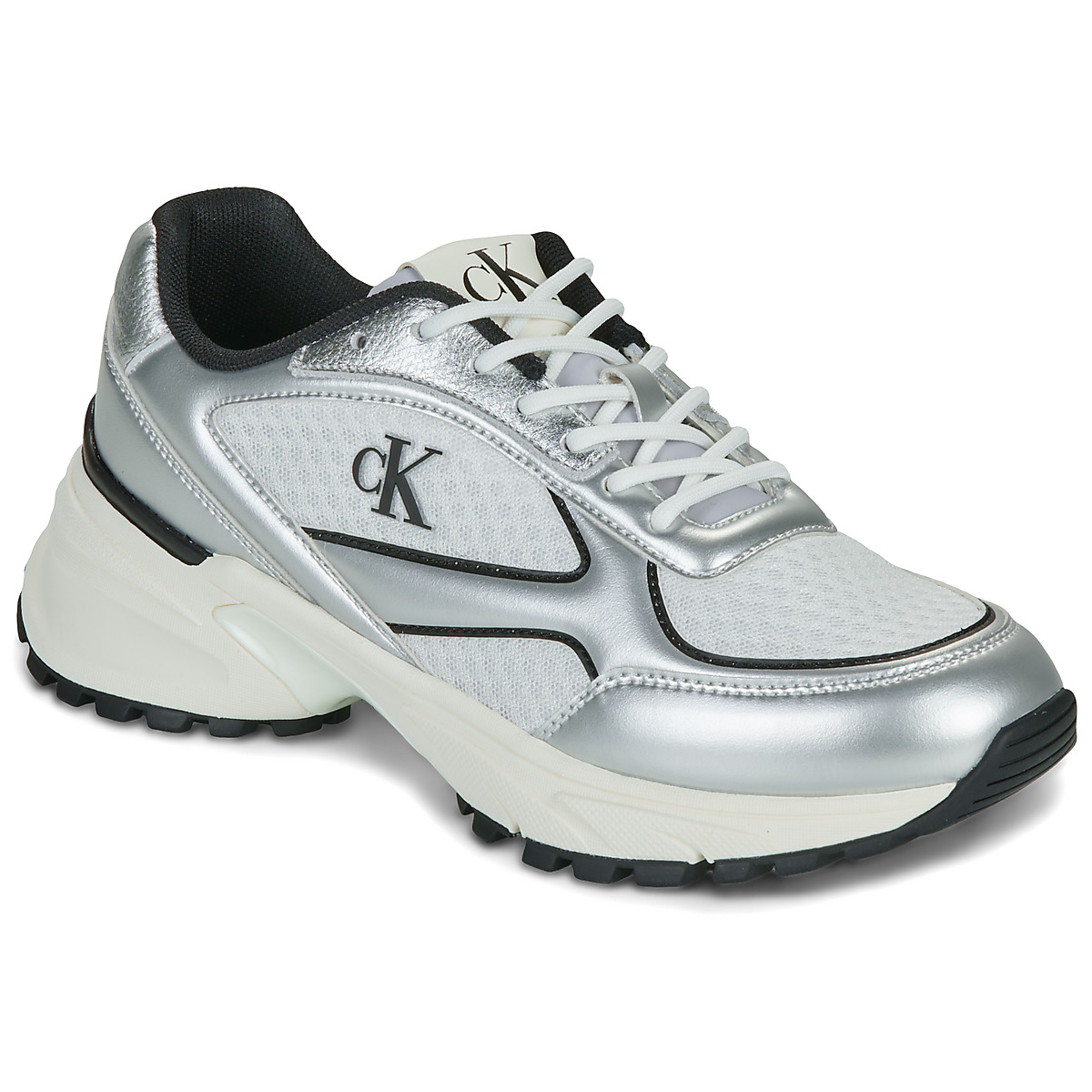 Calvin Klein Jeans - HIKE RUNNER LACE UP MESH MIX MET - White / Silver
