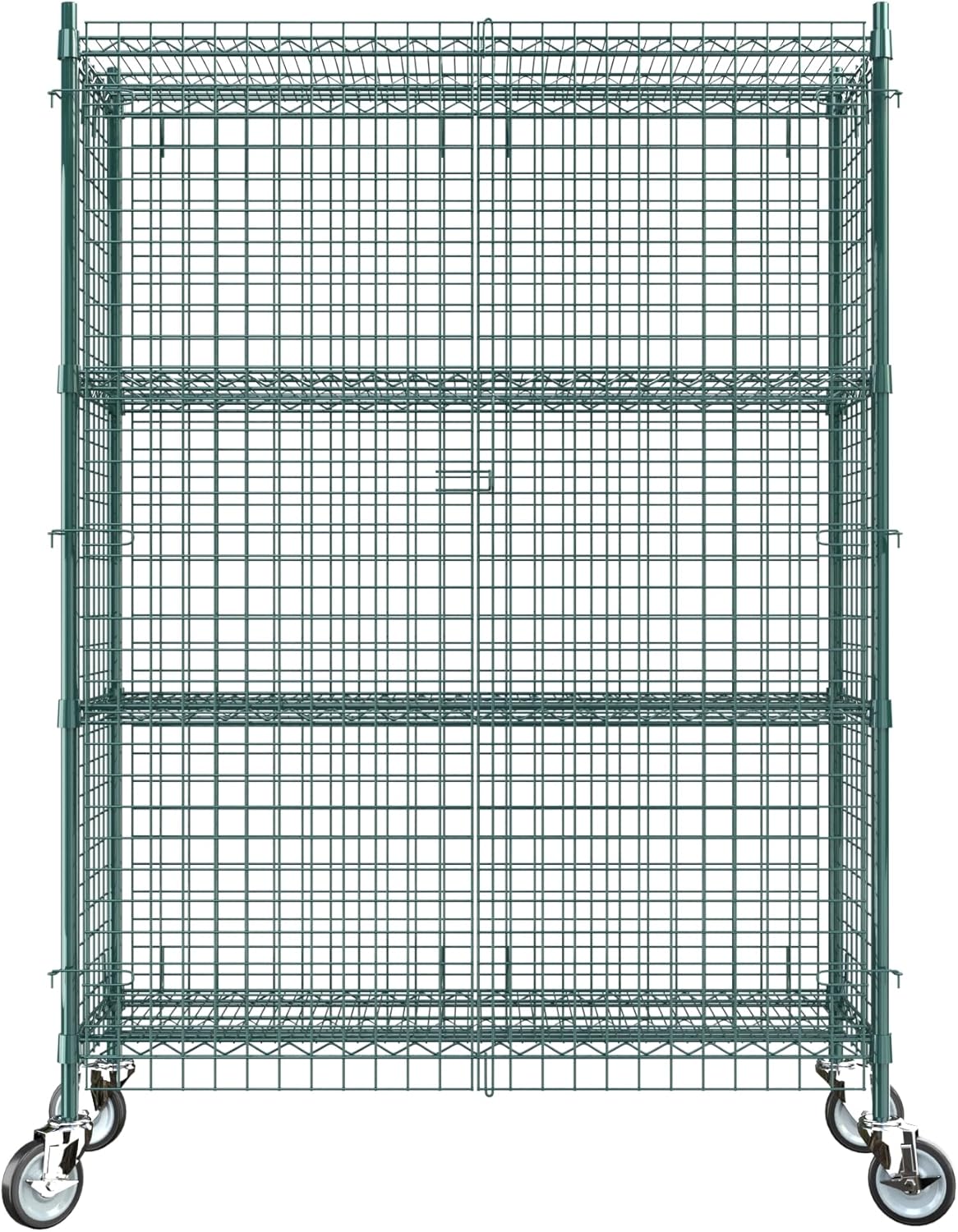Commercial Grade NSF Listed Metal Wire Mesh Storage Green Epoxy Mobile Security Cage Kit, 18 x 48 x 70, Perfect for Warehouse, Walk-in Refrigerator, Freezer, Grocery Store, Restaurant, Dishroom