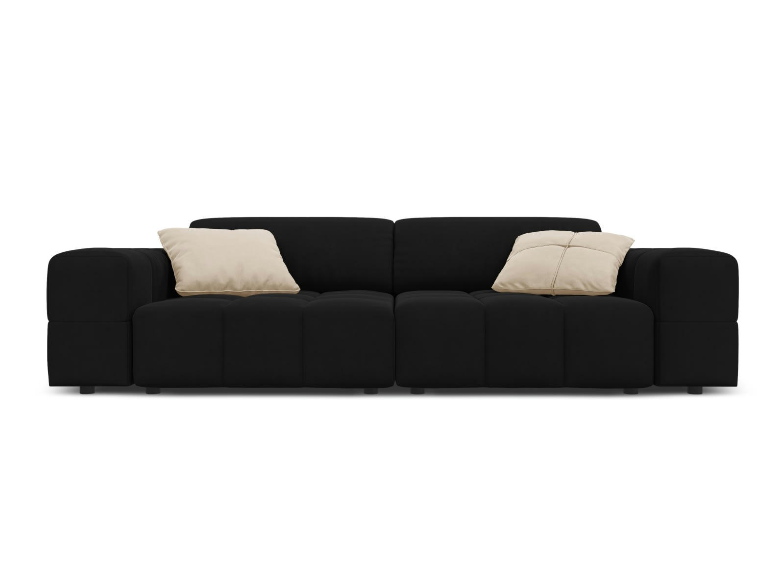 LUC - Canapé 3 places en tissu velours noir