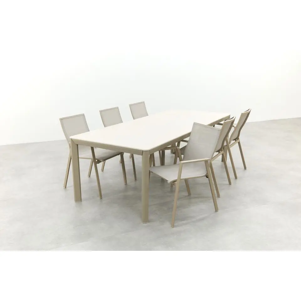 VDG Atmos/Hartman Kyra aluminium tuinset voor 6 personen 240x100 cm. - Latte