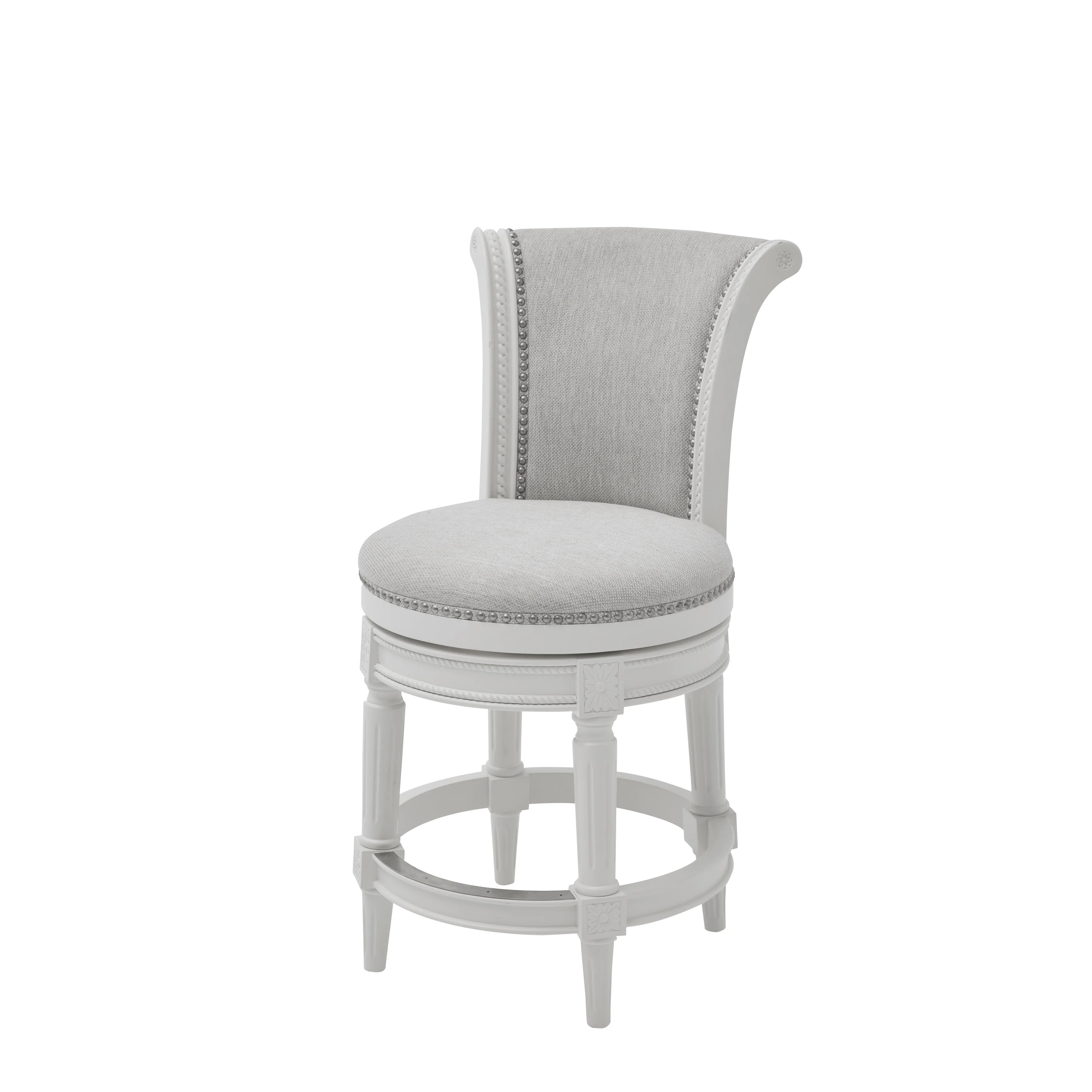 NewRidge Home Goods Chapman Counter Height 26in. Swivel Barstool, Farmhouse White