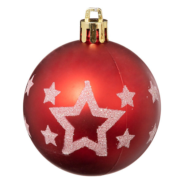 Boules de Noël Colorama de Noël lot de 25 en plastique D6cm rouge blanc - Atmosphera