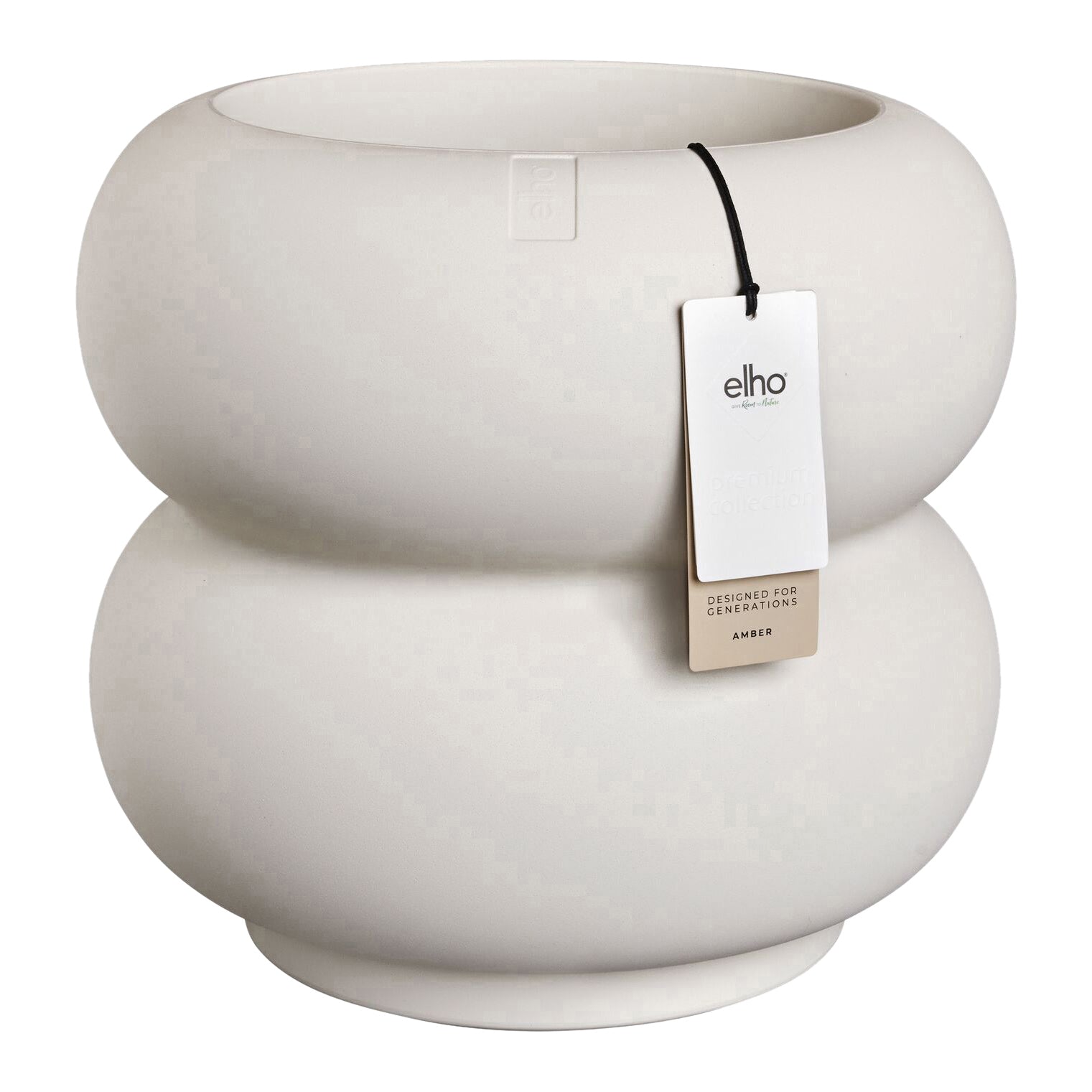 Elho Amber Roll Low 43 - Linnen wit - Ø 43 x H 40 cm - Binnen en Buite