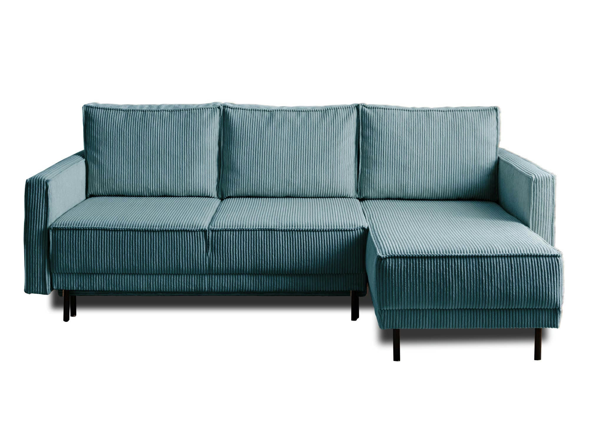 CHARLIE - Canapé d'angle réversible convertible 4 places en velours côtelé bleu