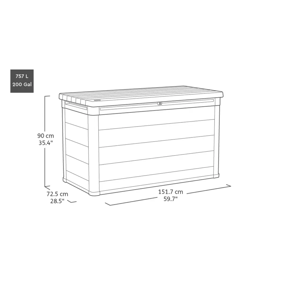 Keter Cortina Opbergbox - 757L - 151.7x72.5x90 cm - Grijs