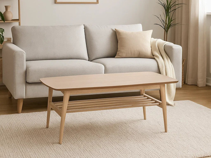 Ława Arco wood 120 cm z półką, dąb bielony