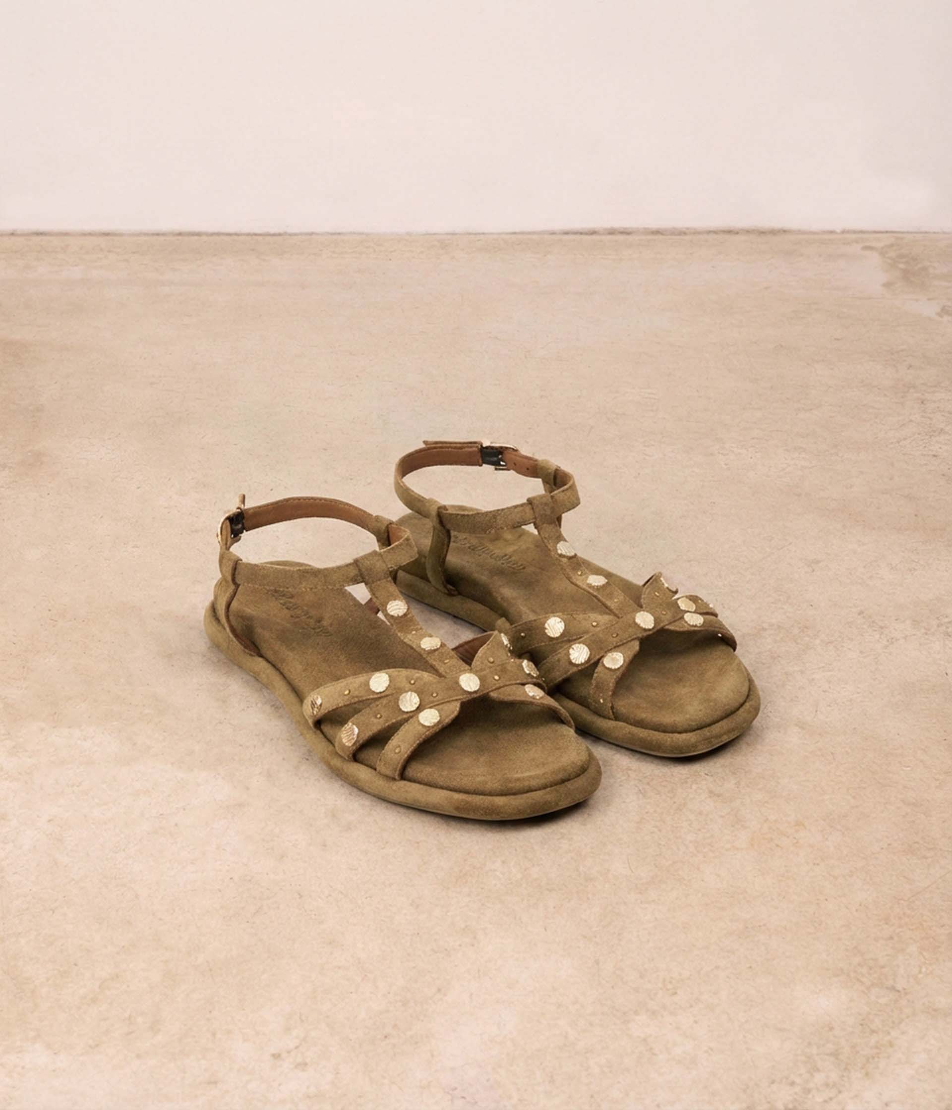 Sandales velours olive Seville
