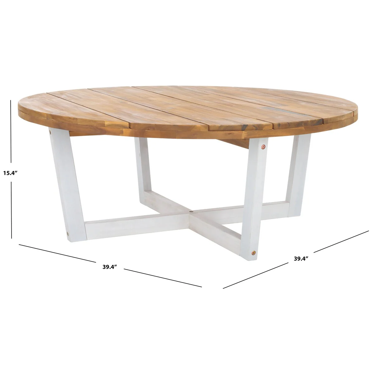 SAFAVIEH Outdoor Living Leo Round Coffee Table 4 Legs - 39Wx39Dx15H