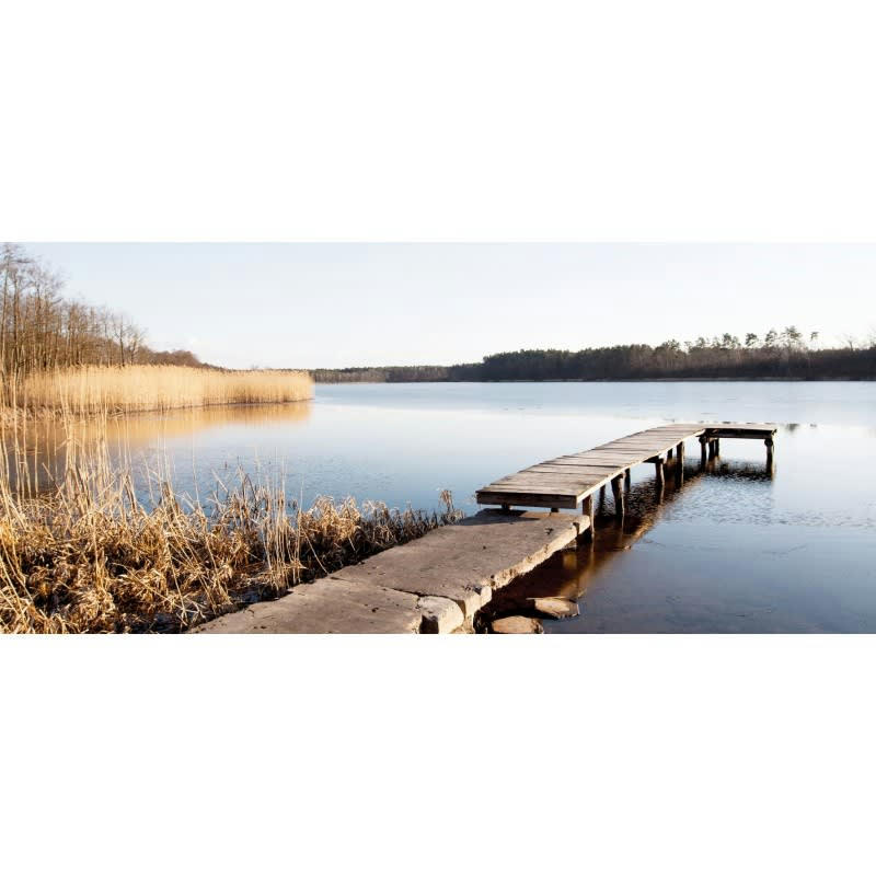 NATURE ÉVASION - Tableau sur verre synthétique ponton et roseaux du Lac 65x145 cm