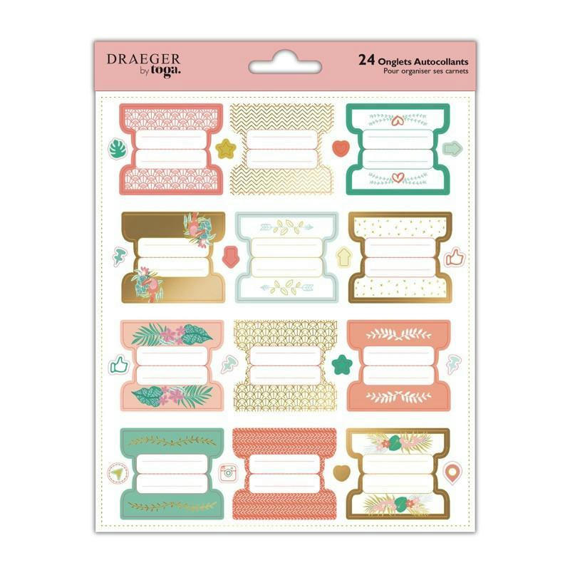 PASTEL - Stickers onglets autocollants pastel et dorés pour carnets