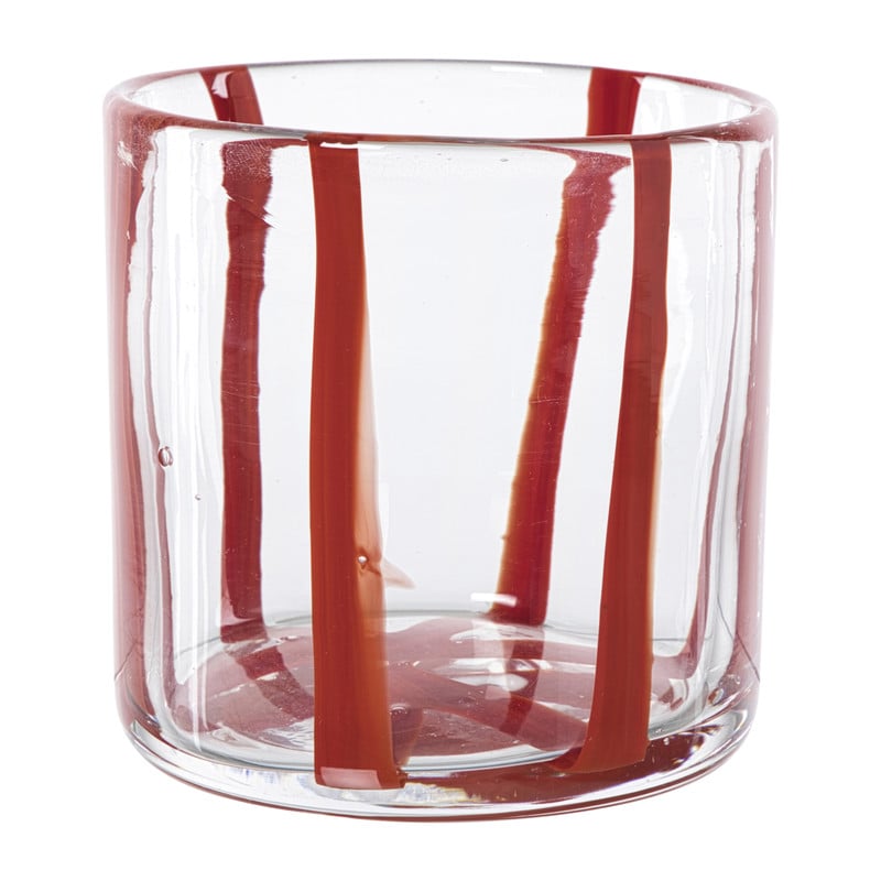 Waxinelichthouder streep - rood - &Oslash;10x10 cm