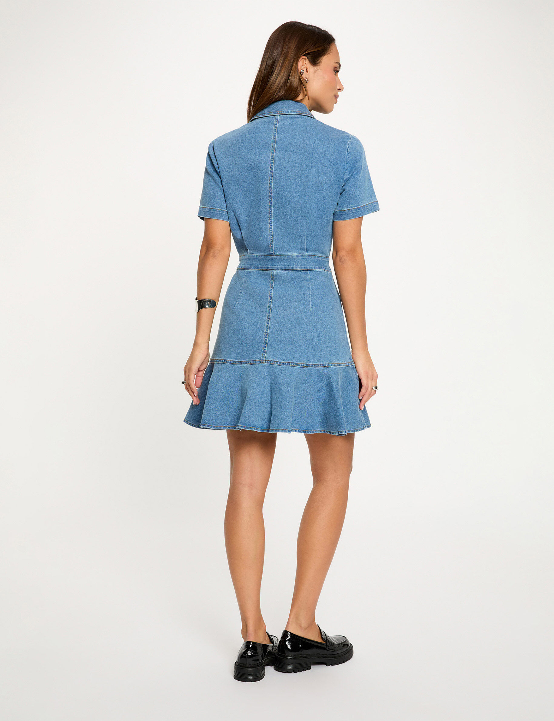 Fitted Short Dress Denim Stone Women