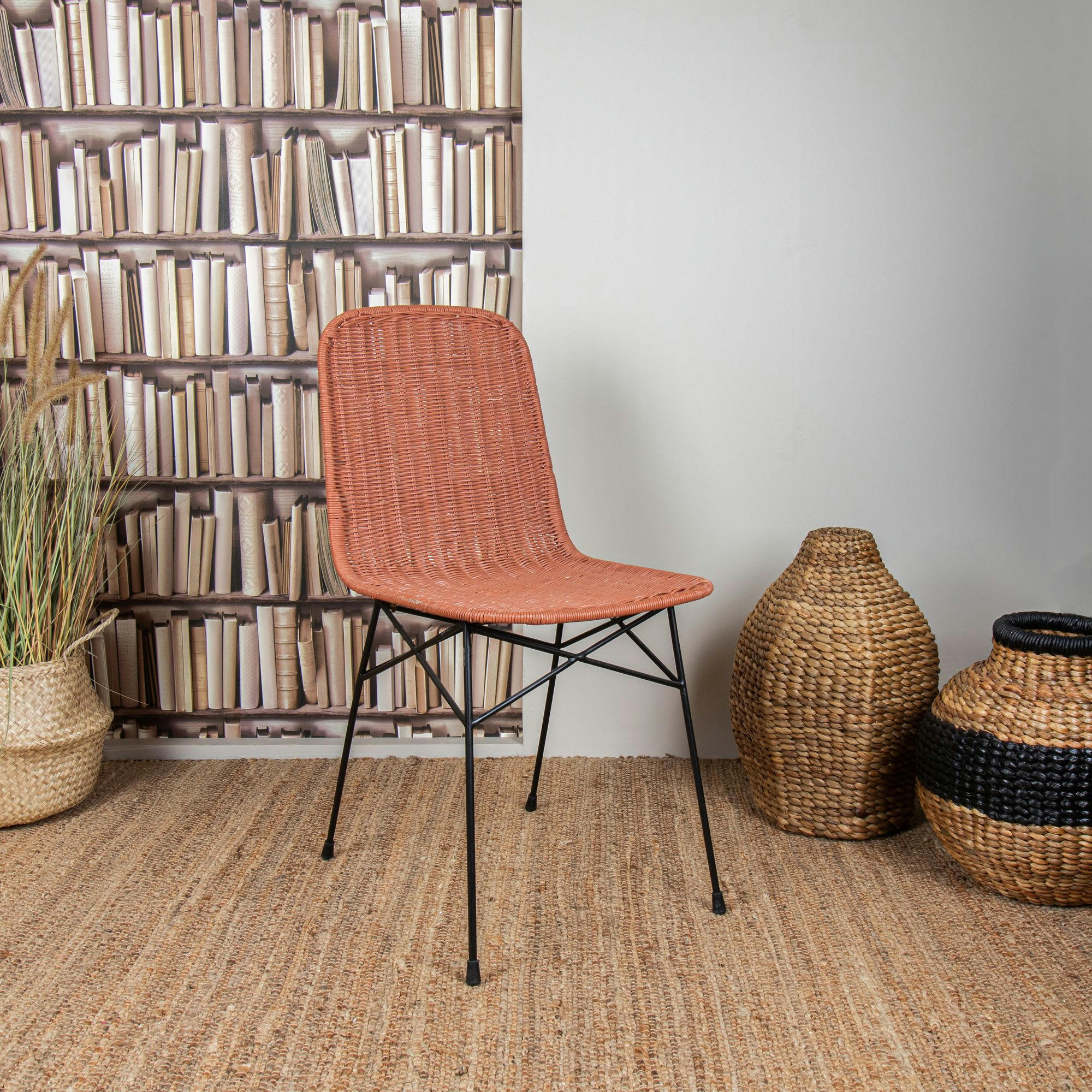 AGLAE - Lot de 4 chaises en rotin terracotta