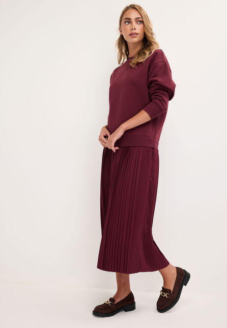 Womens Burgundy 2 in 1 Sweatshirt Dress