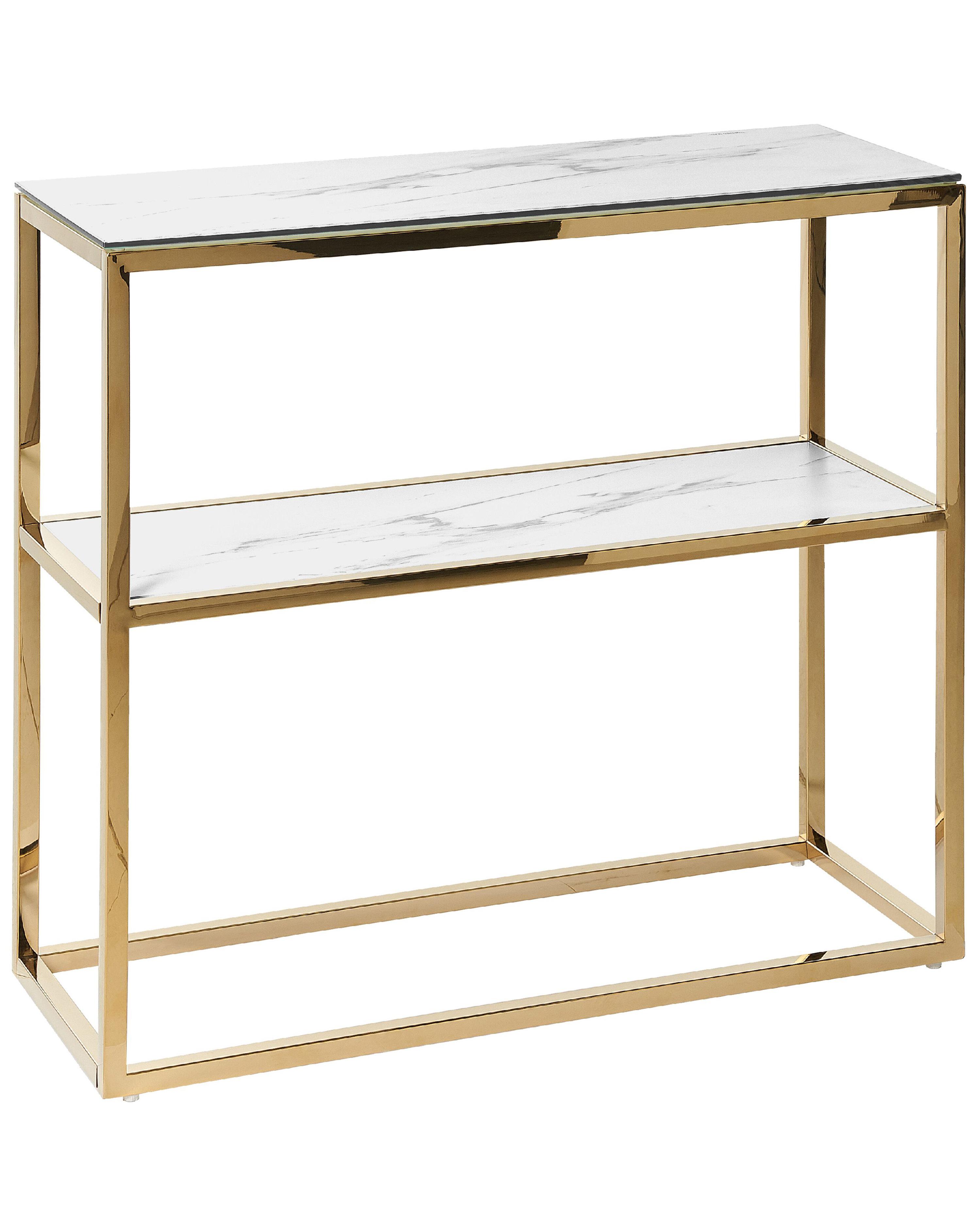 Console Table AZUSA Tempered Glass White Marble