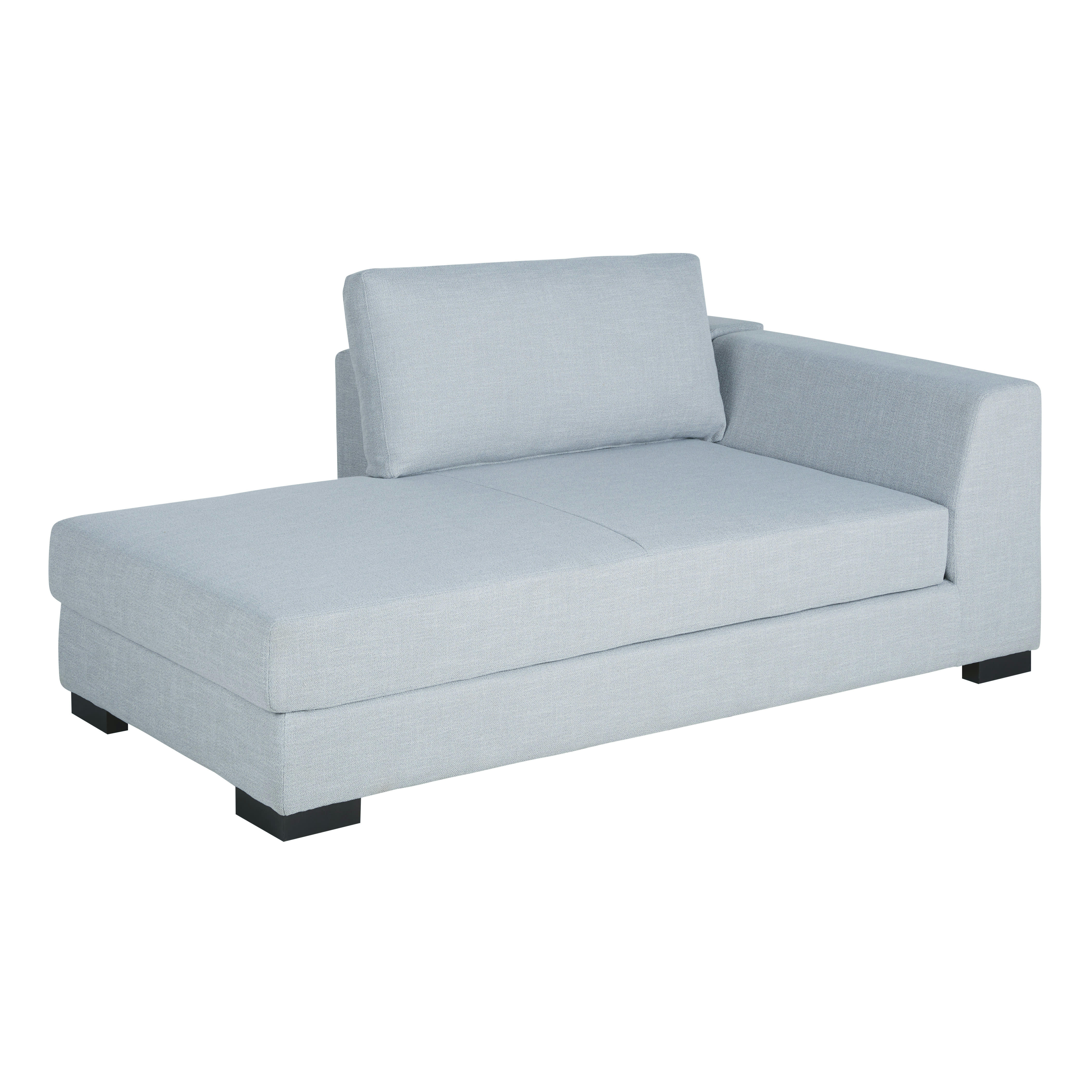 Terence - Méridienne-coffre gauche pour canapé modulable bleu glacier