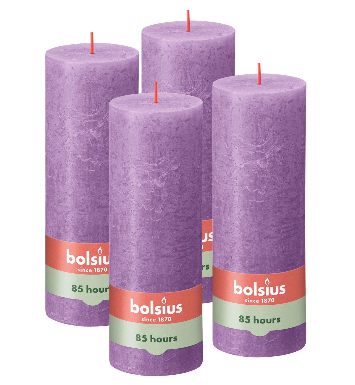 Bolsius rustieke kaarsen - paars - 19cm