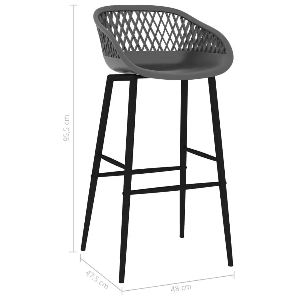 vidaXL Barstoelen met mesh-look rugleuning - 74.5 cm - Grijs en zwart - 2 St.
