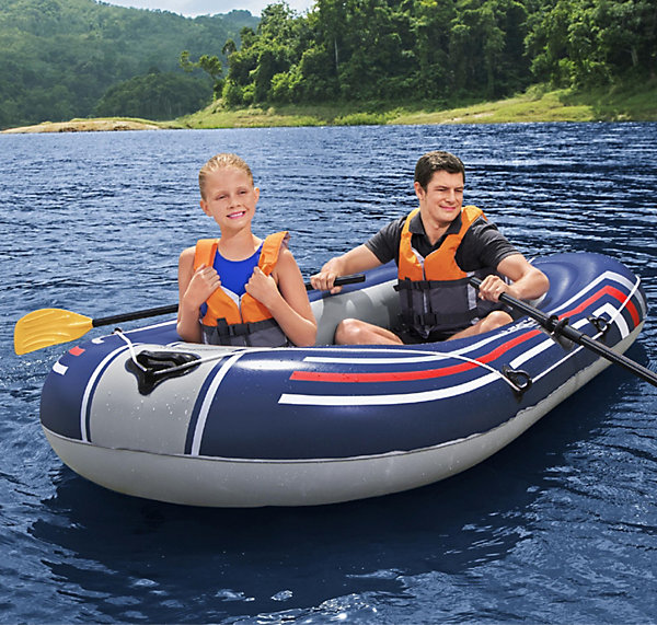 Bateau Gonflable pour 2 Adultes Bestway Hydro Force Treck 228x121x32 cm avec 2 Rames et Gonfleur a Pied Inclus