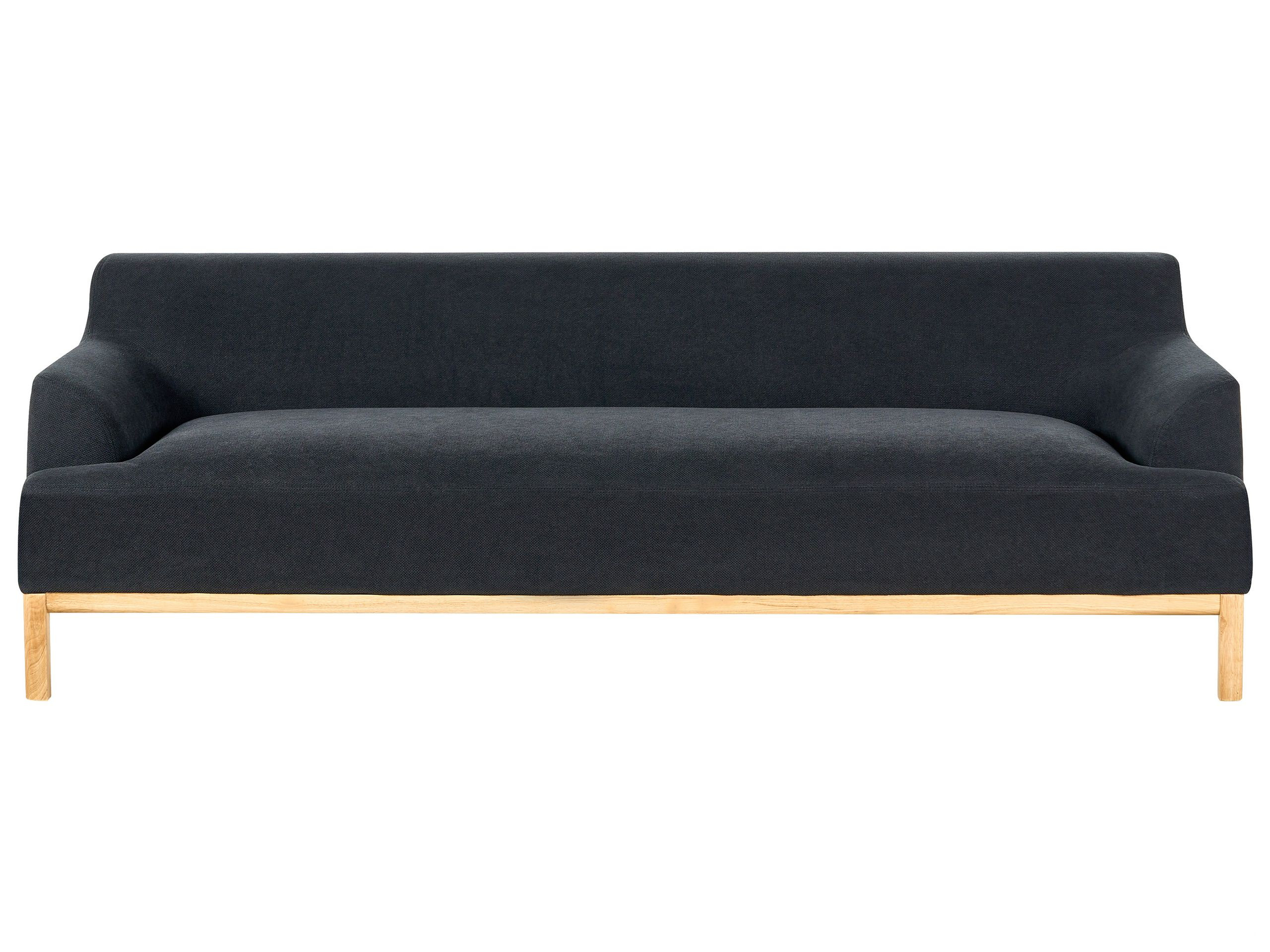 Sofa 3-osobowa tapicerowana drewno nogi czarna